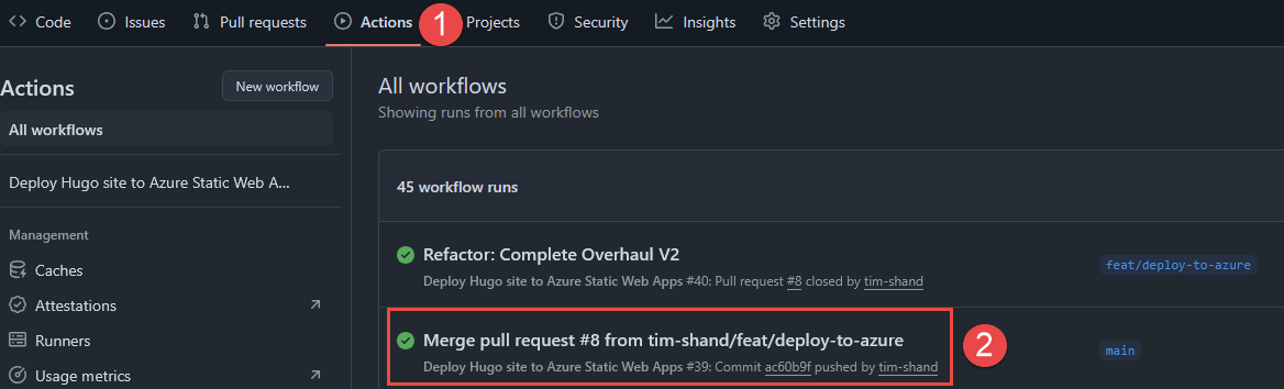 Github actions workflow.